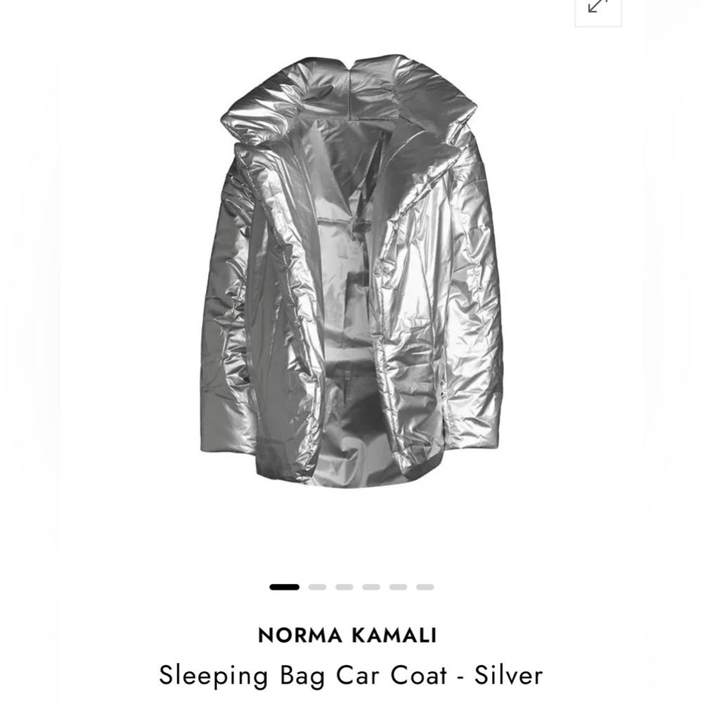 Norma Kamali Sleeping Bag Car Coat Silver - NWOT